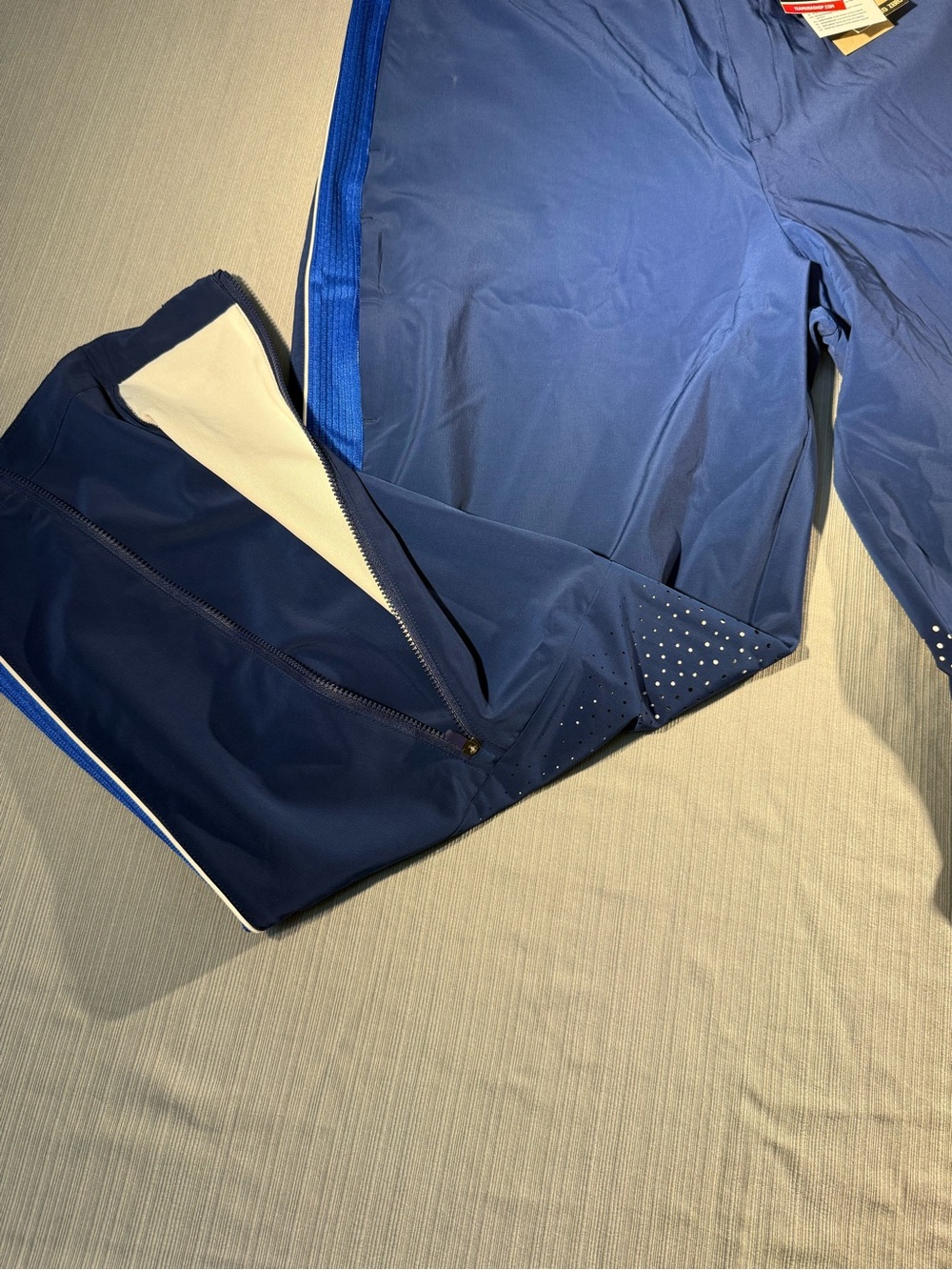 Nike Navy Track Pants with Royal Blue Side Panels - Picture 2 of 5